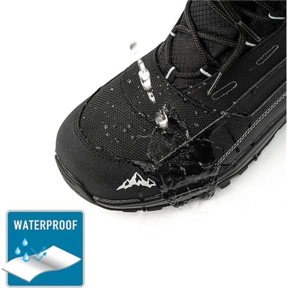 Men\'s Snow Boots Waterproof Insulated Winter Black Hiking Rubber Fur lined